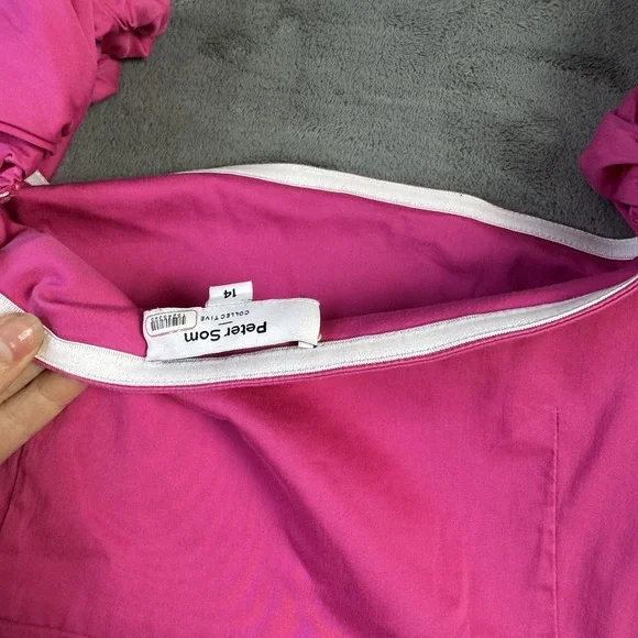 Peter‎ Som Dress Womens 14 Babydoll Pink Puff Sleeve Knee Length Chic Feminine - Picture 11 of 13